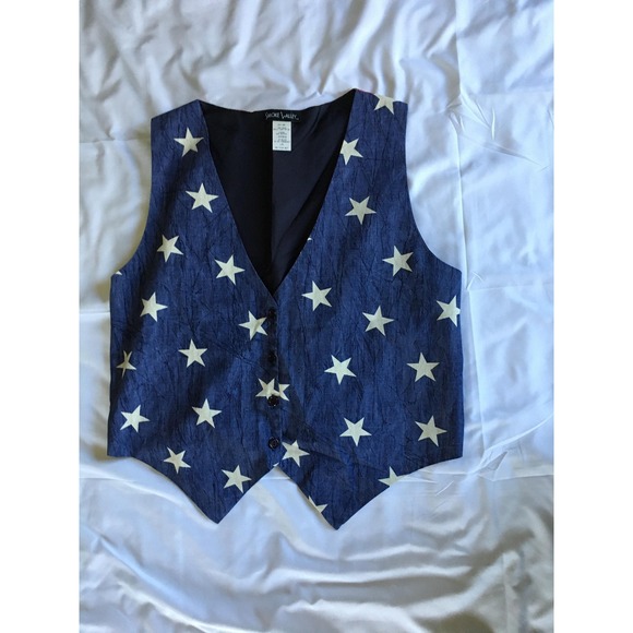 Smoke Valley Vest Womens L/XL Blue USA Flag Stars Stripes Patriotic‎ Americana - Picture 3 of 10